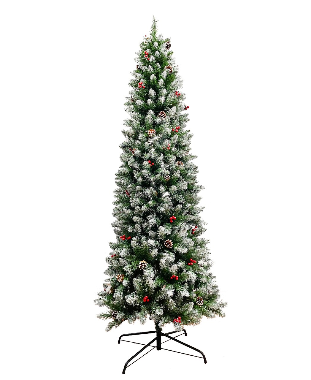 Perfect Holiday 4' Frosted Norwood Pencil Pine with Pine Cones and Red Berries